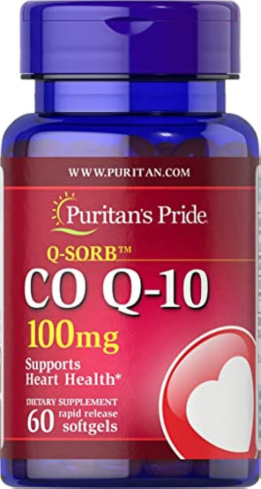 Puritan's Pride Q-Sorb CoQ10 100mg, Supports Heart Health, 60 Rapid Release Softgels