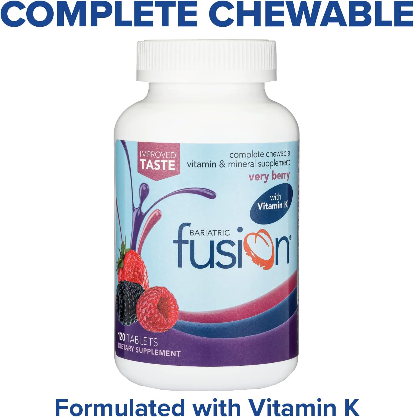 Bariatric Fusion Very Berry Complete Chewable  Multivitamin with Iron and Vitamin K- 120 Tablets