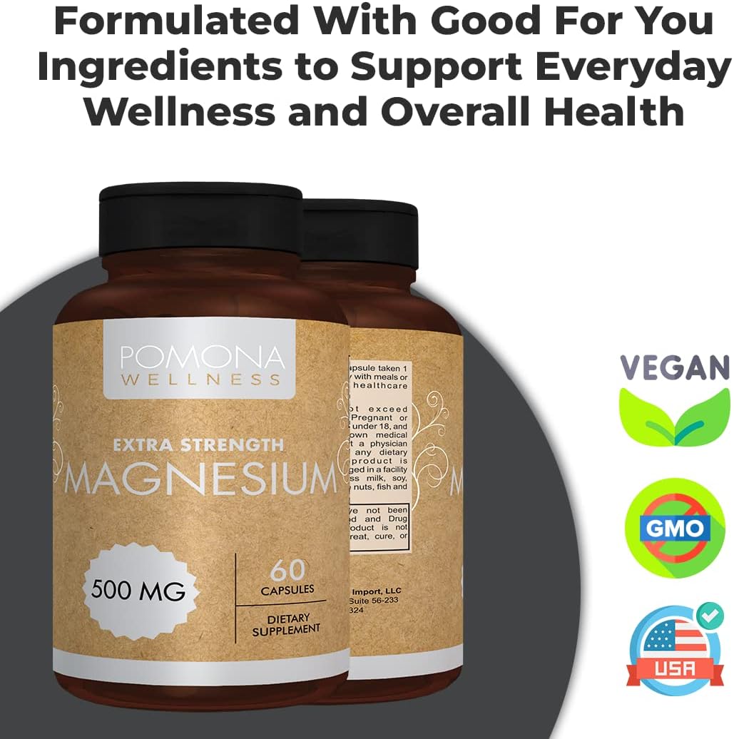 Pomona Wellness Magnesium Supplement, Extra Strength 60 capsules