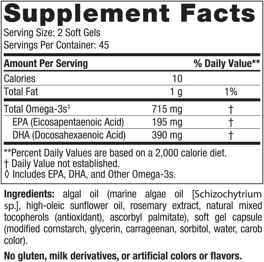 Nordic Naturals Algae Omega - 90 Soft Gels - 715 mg Omega-3, 90 count