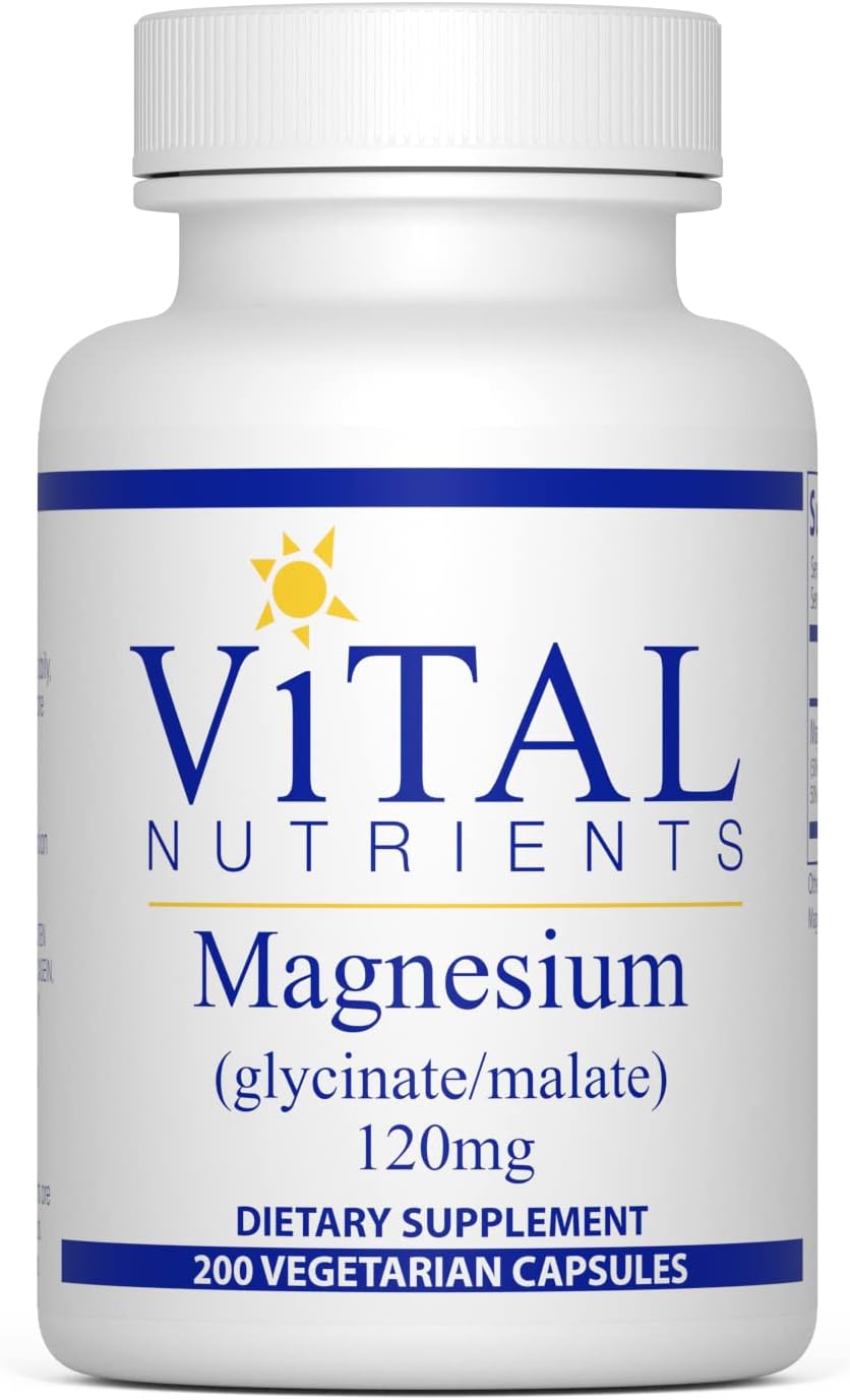 Vital Nutrients Magnesium Glycinate and Malate 200 Vegetarian Capsules