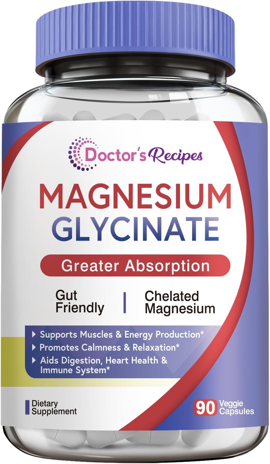 Doctor's Recipes Magnesium Glycinate for Men & Women- 90 capsules