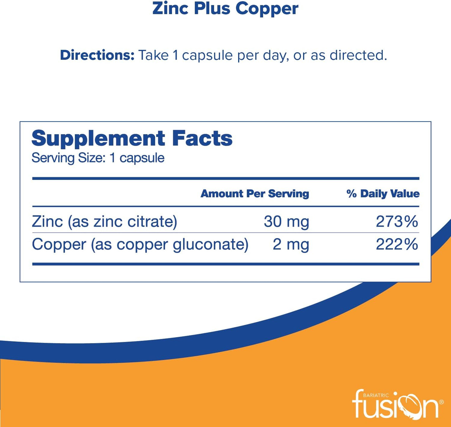 Bariatric Fusion Zinc Plus Copper -90 Count