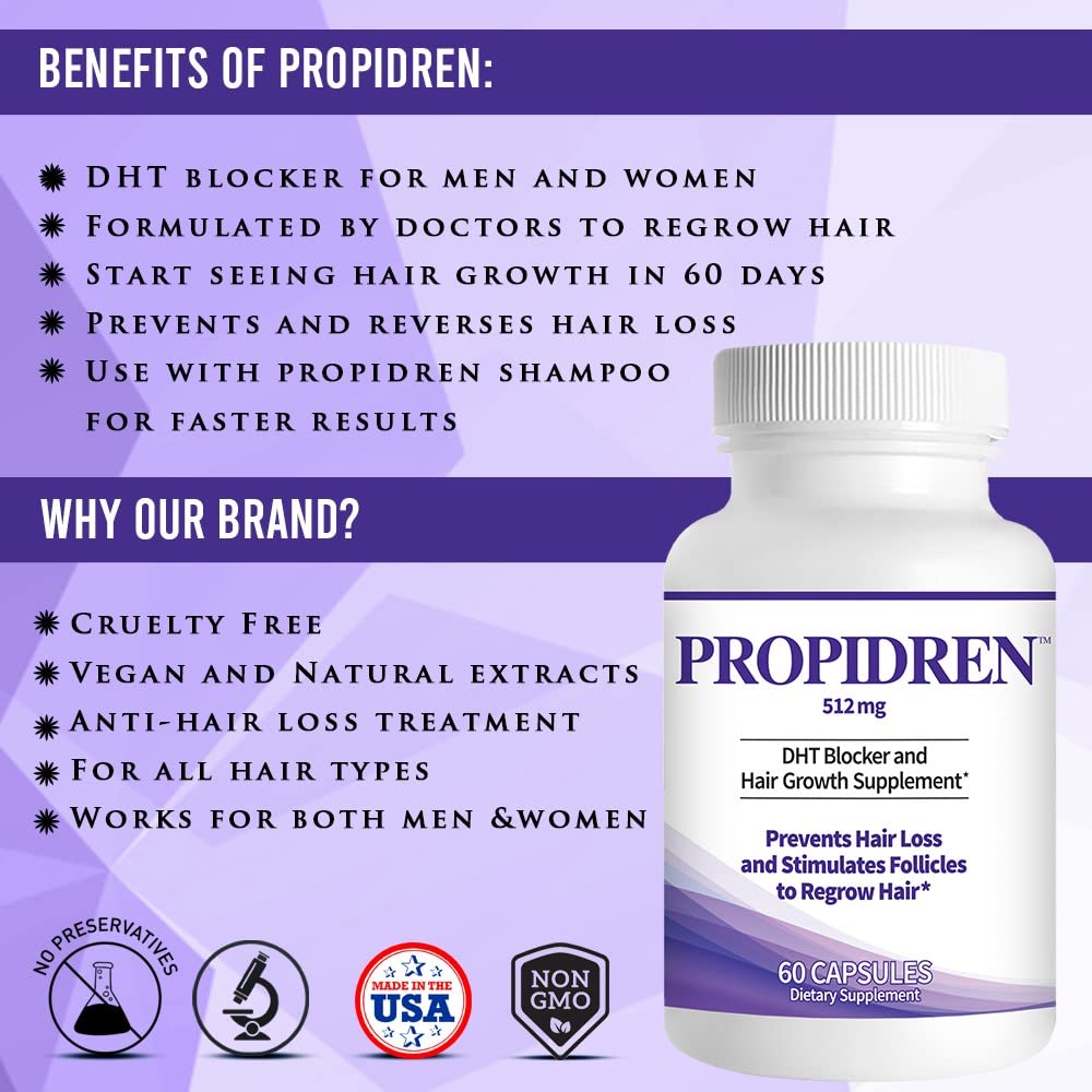 Propidren by HairGenics - DHT Blocker & Hair Growth 60 Capsules