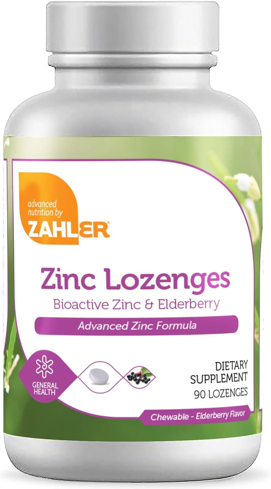 Zahler Elderberry Zinc Lozenges for Adults & Kids (90 Count)