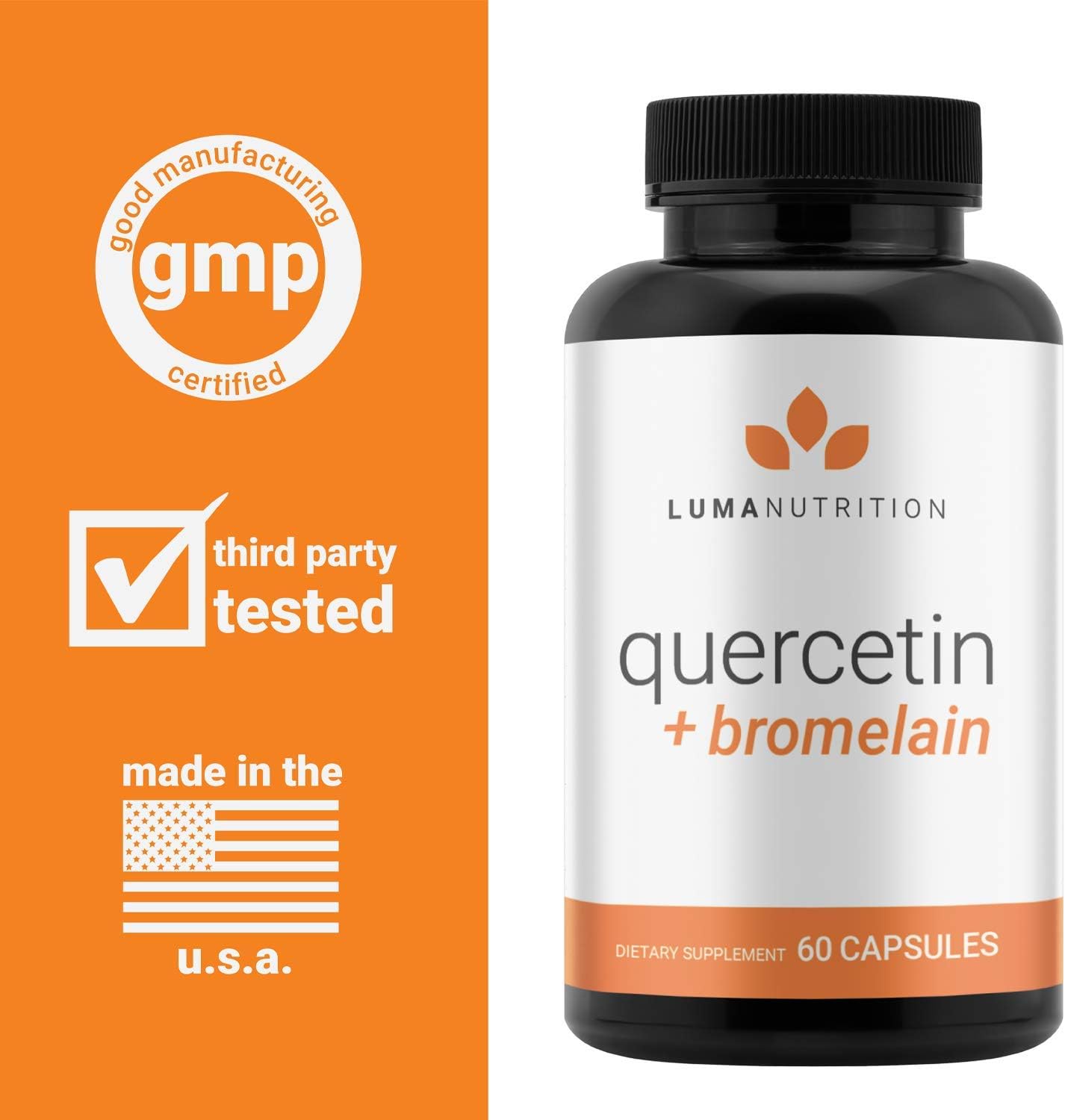 Luma Nutrition Quercetin 500mg - Quercetin with Bromelain - 60 count