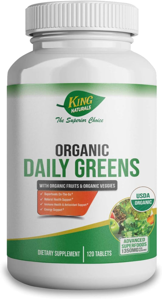 King Naturals Organic Daily Greens with Organic Fruits 120 tablets