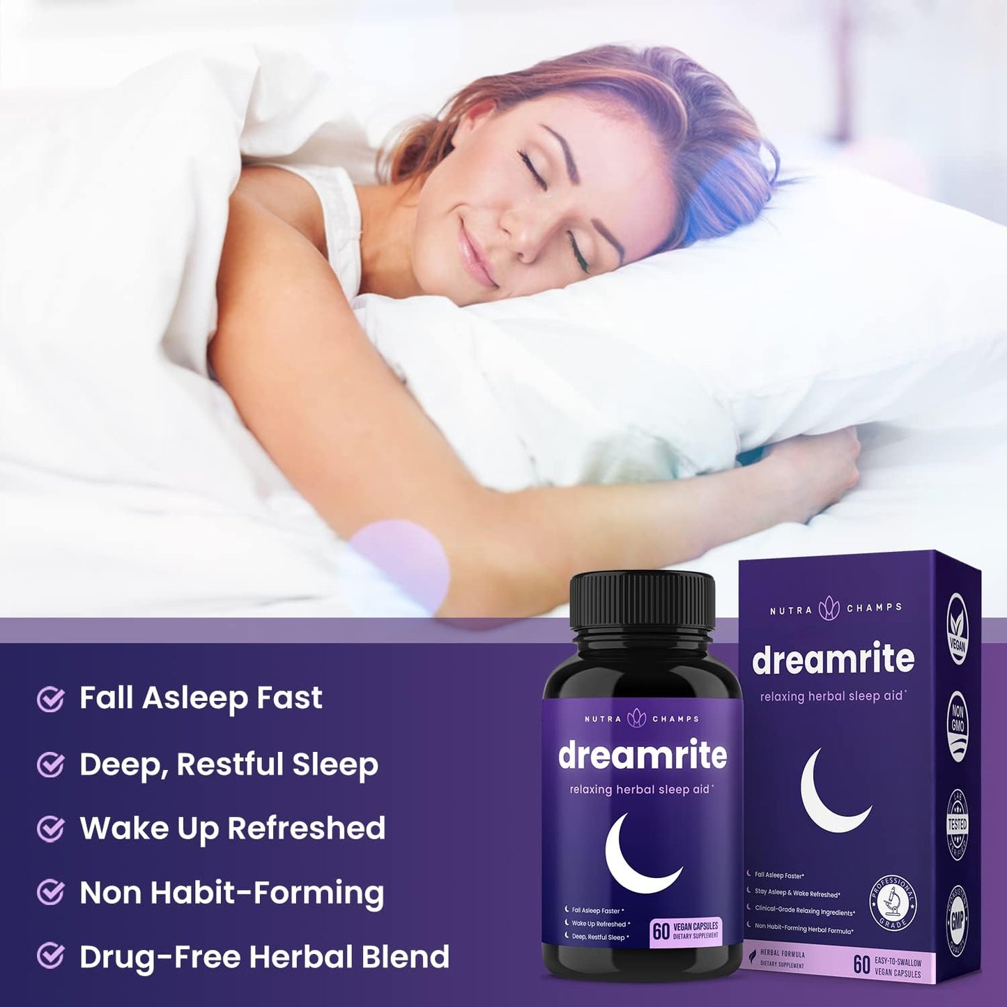 NutraChamps Sleep Aid | Herbal Sleeping Pill for Adults 60 count