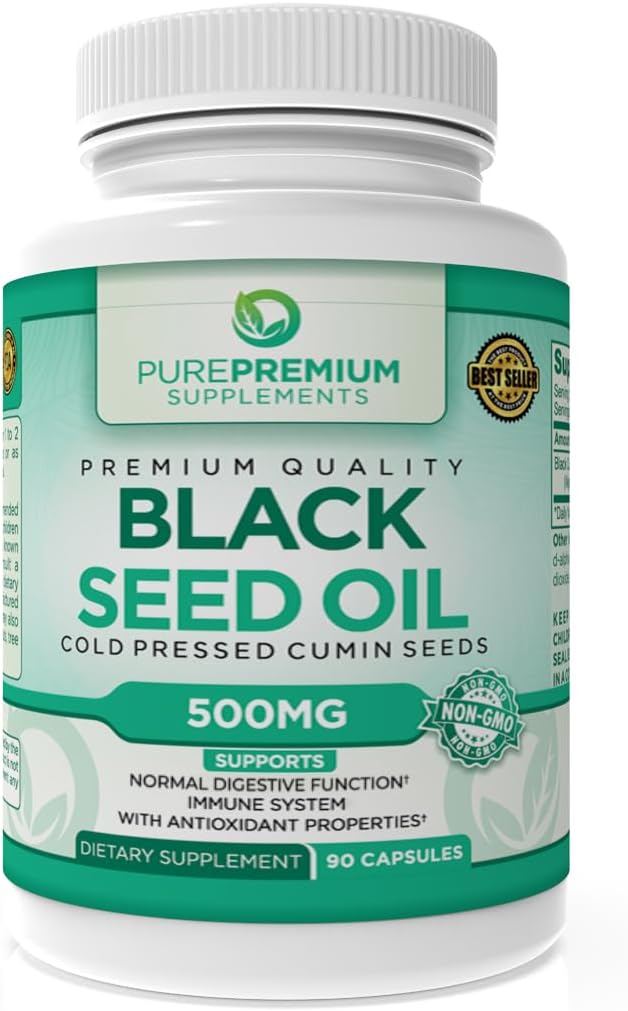 PurePremium Black Seed Oil 500mg - Organic Nigella Sativa Seeds 90 Capsules