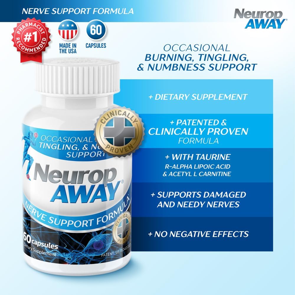 NeuropAWAY Nerve Support Formula 60 Daily Capsules.