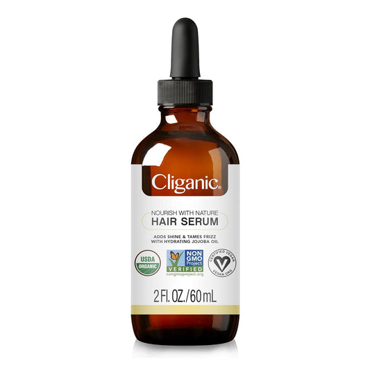 Cliganic Organic Hair Serum - Adds Shine & Tames Frizz for Dry Damaged Hair 2 oz