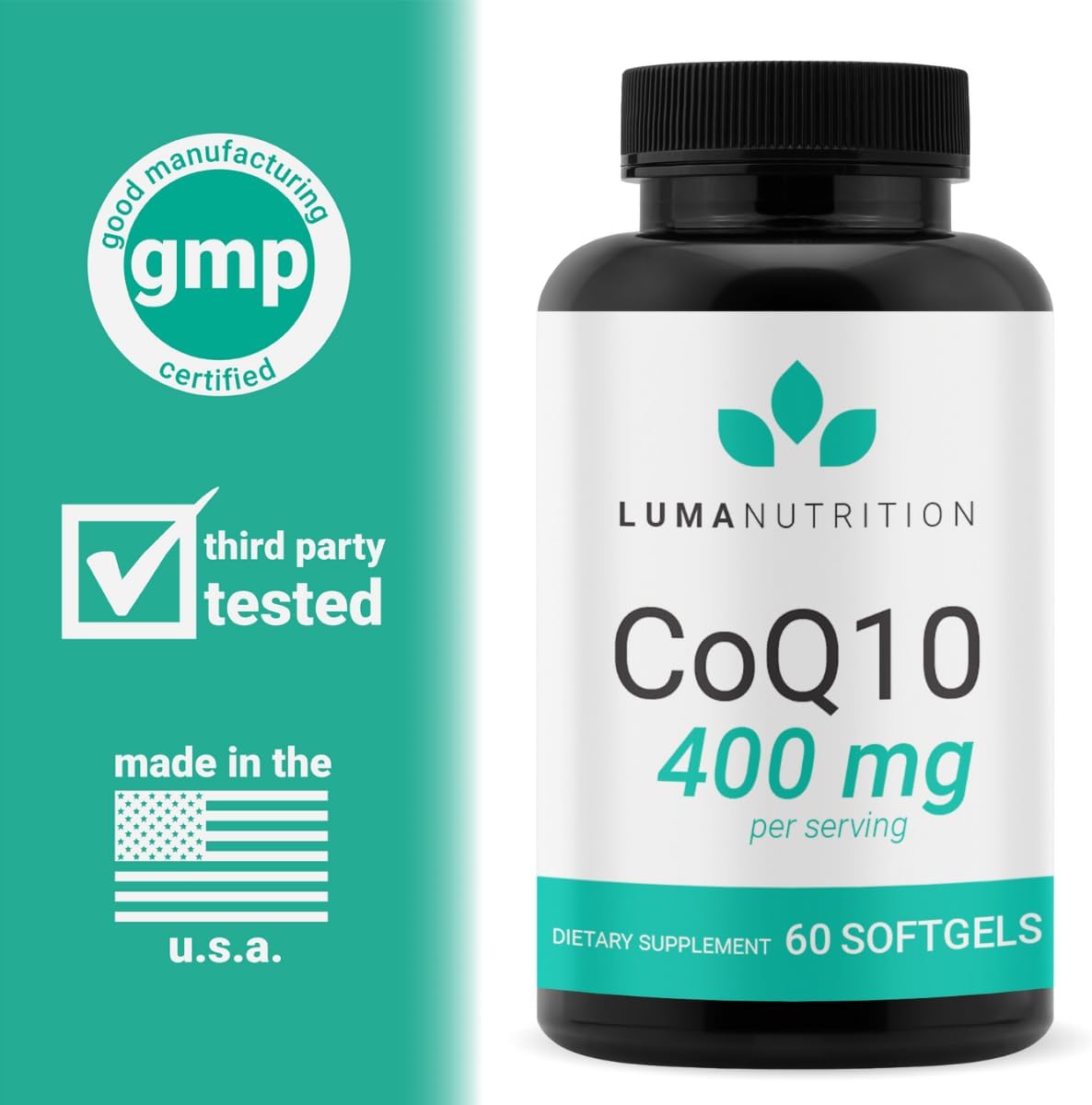 Luma Nutrition CoQ10 400mg Softgels - Premium Coenzyme Q10 - Co Q-10 200mg Softgel