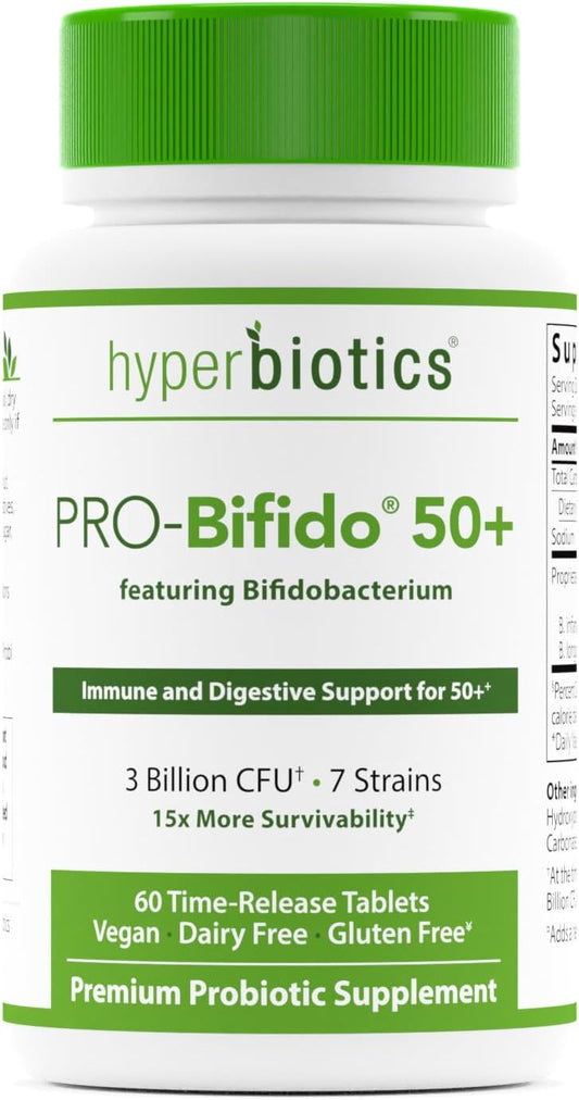 Hyperbiotics Vegan Pro Bifido Tablets | Probiotics for Women & Men, Adults Over 50 60 count