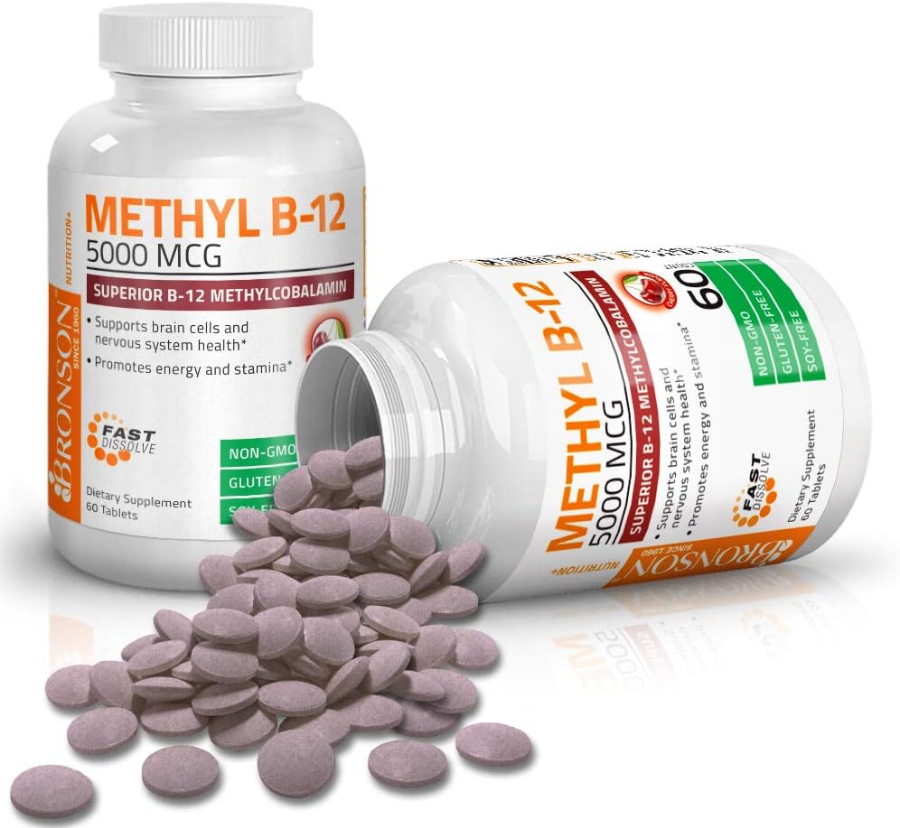 Bronson Methyl B12 Methylcobalamin Energy & Brain Support 60 Lozenges