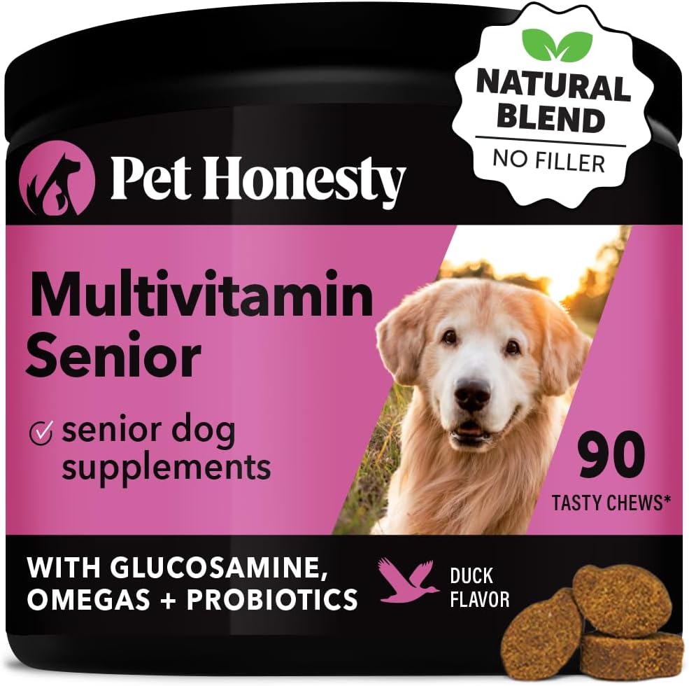 Pet Honesty Senior Dog Multivitamin - Essential Dog Vitamins and Supplements (Duck 90 ct)