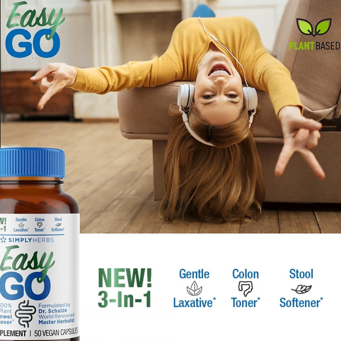 Dr. Schulze's Easy GO Bowel Mover - Formulated Gentle Laxative 50 capsules