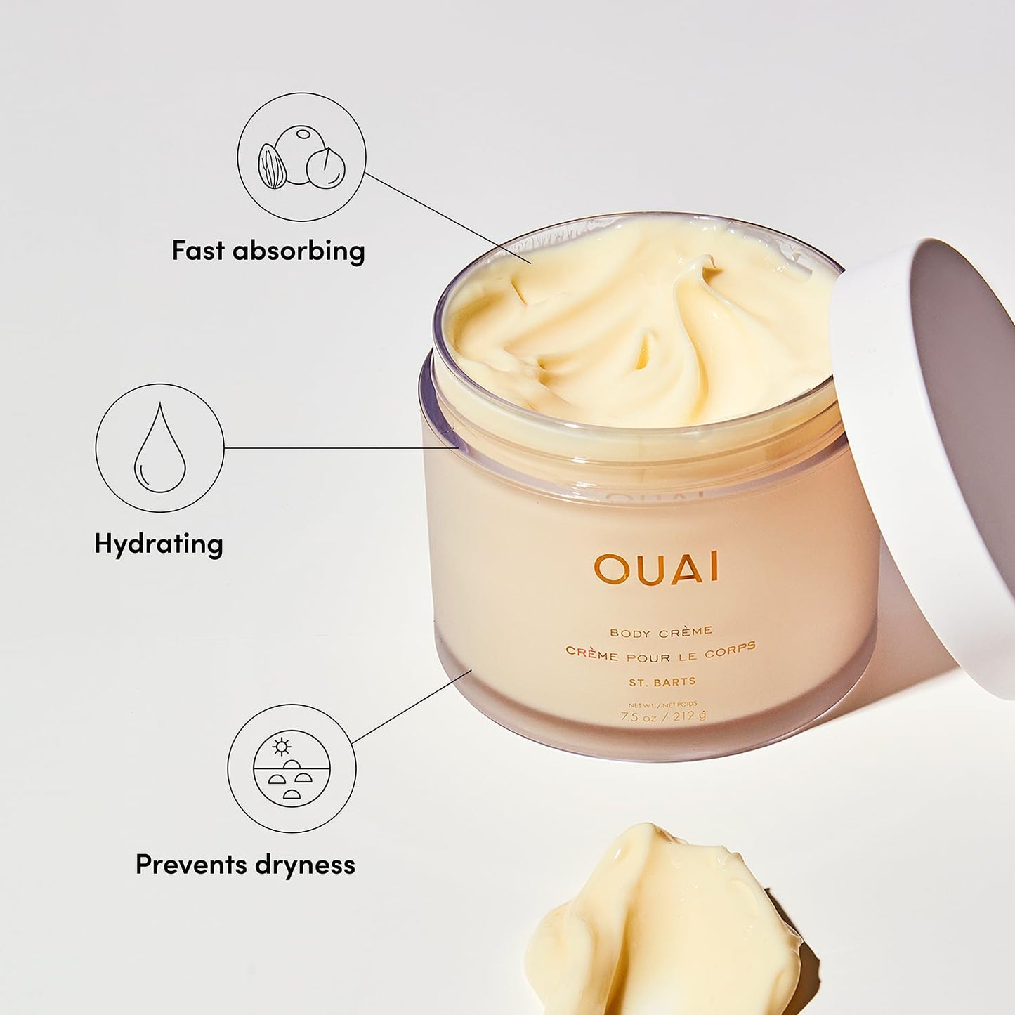 OUAI Body Cream, St. Barts - Hydrating Whipped Body Cream