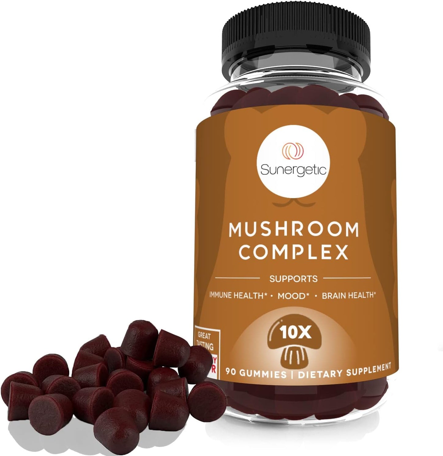 Sunergetic Premium Mushroom Gummies Supplement - 90 Gummies