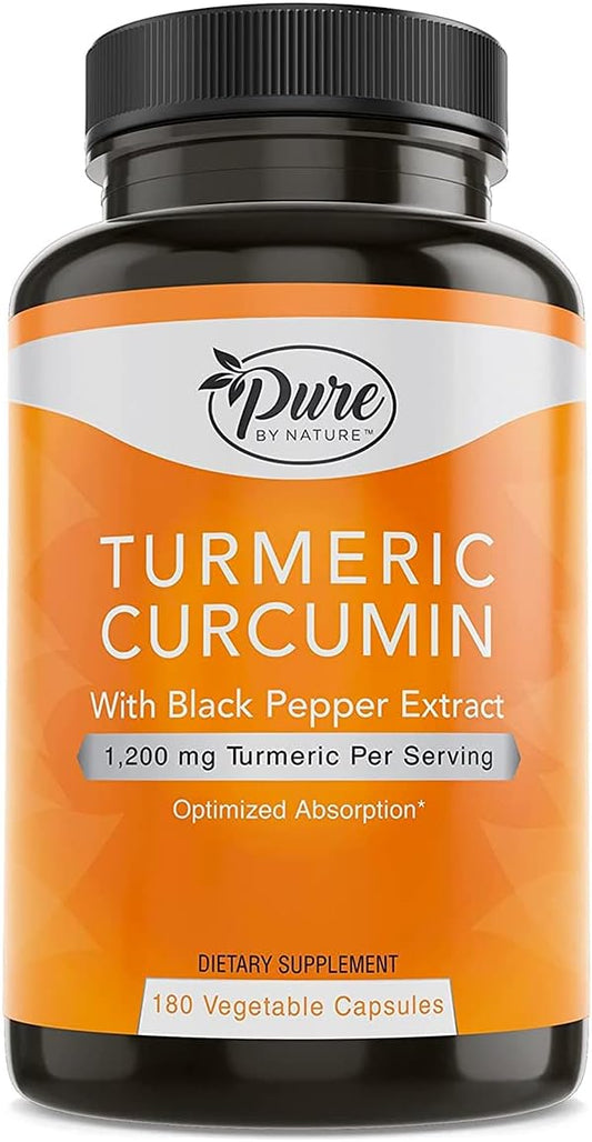 Pure By Nature Turmeric Curcumin with Black Pepper Extract 180 Capsules