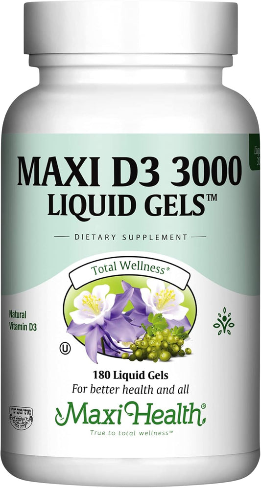 Maxi Health Kosher Vitamin D3 3000 IU -180 Liquid Gels