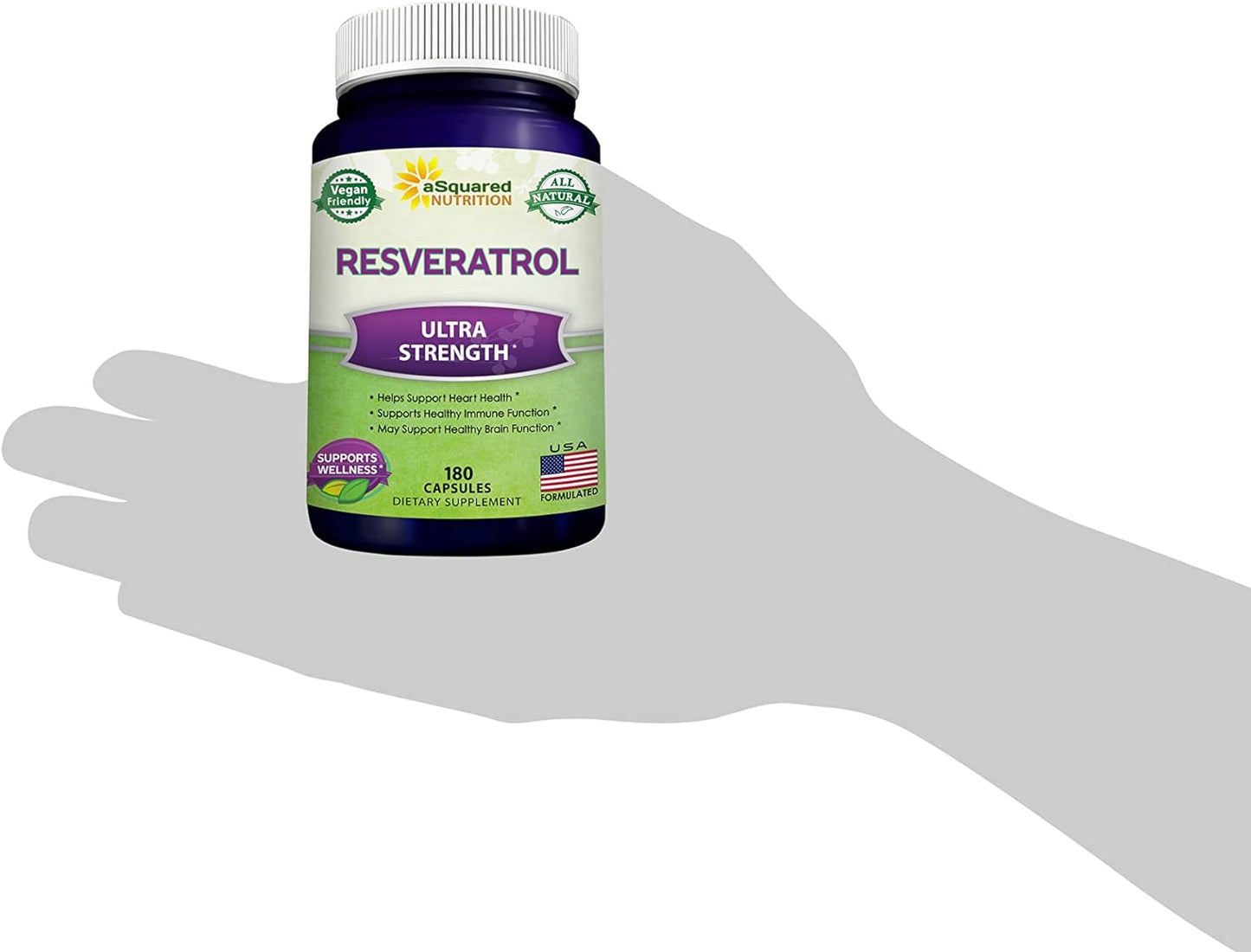 100% Natural Resveratrol - 1000mg Per Serving Max Strength (180 Capsules)