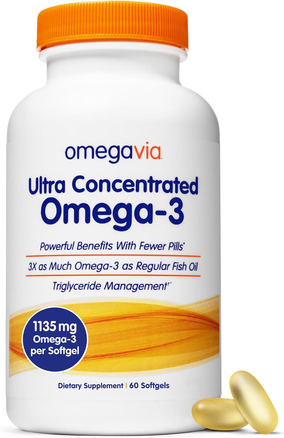 OmegaVia Ultra Concentrated Omega 3 Fish Oil Burpless - 60 Softgels