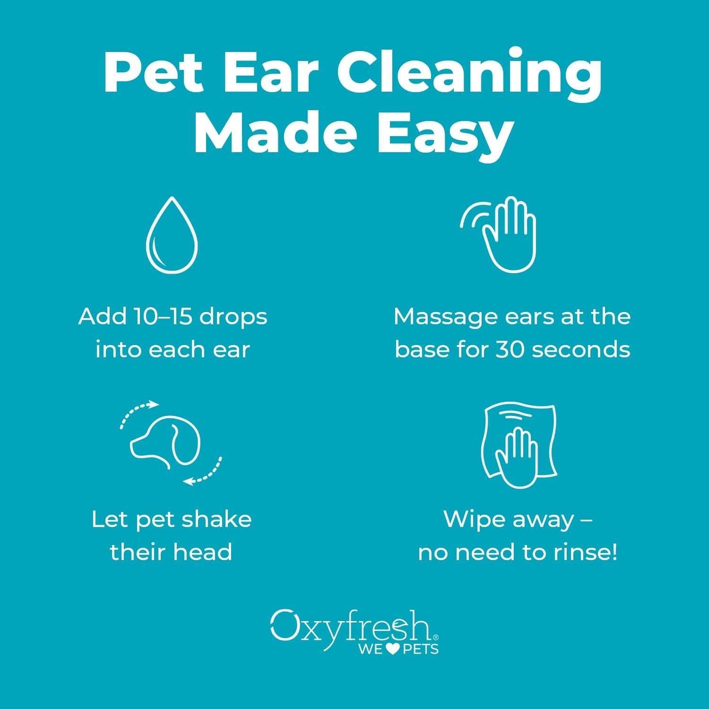 Oxyfresh Advanced Pet Ear Cleaner - Best Dog Ear Cleaner Solution ,Free Dog Ear Wash & Cat Ear Cleaner 8oz