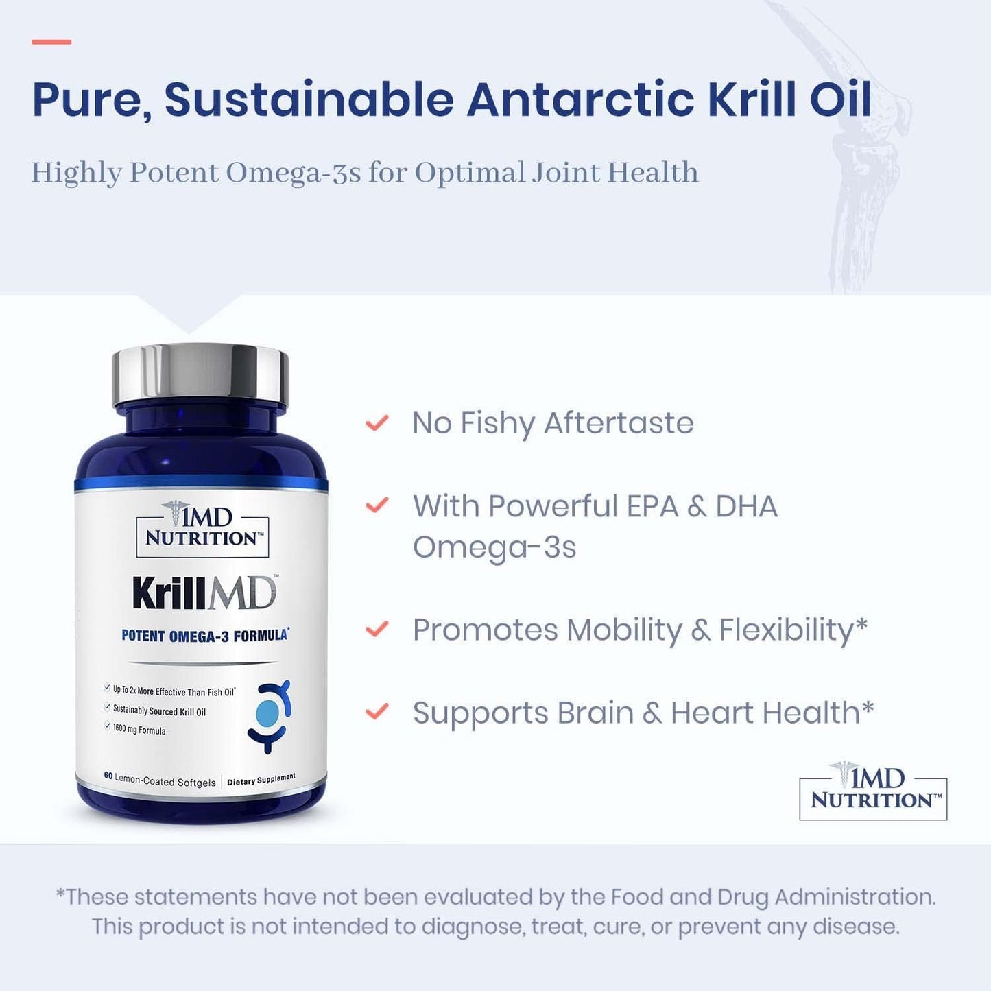 1MD Nutrition KrillMD - Antarctic Krill Oil Omega 3 Supplement 60 Softgels