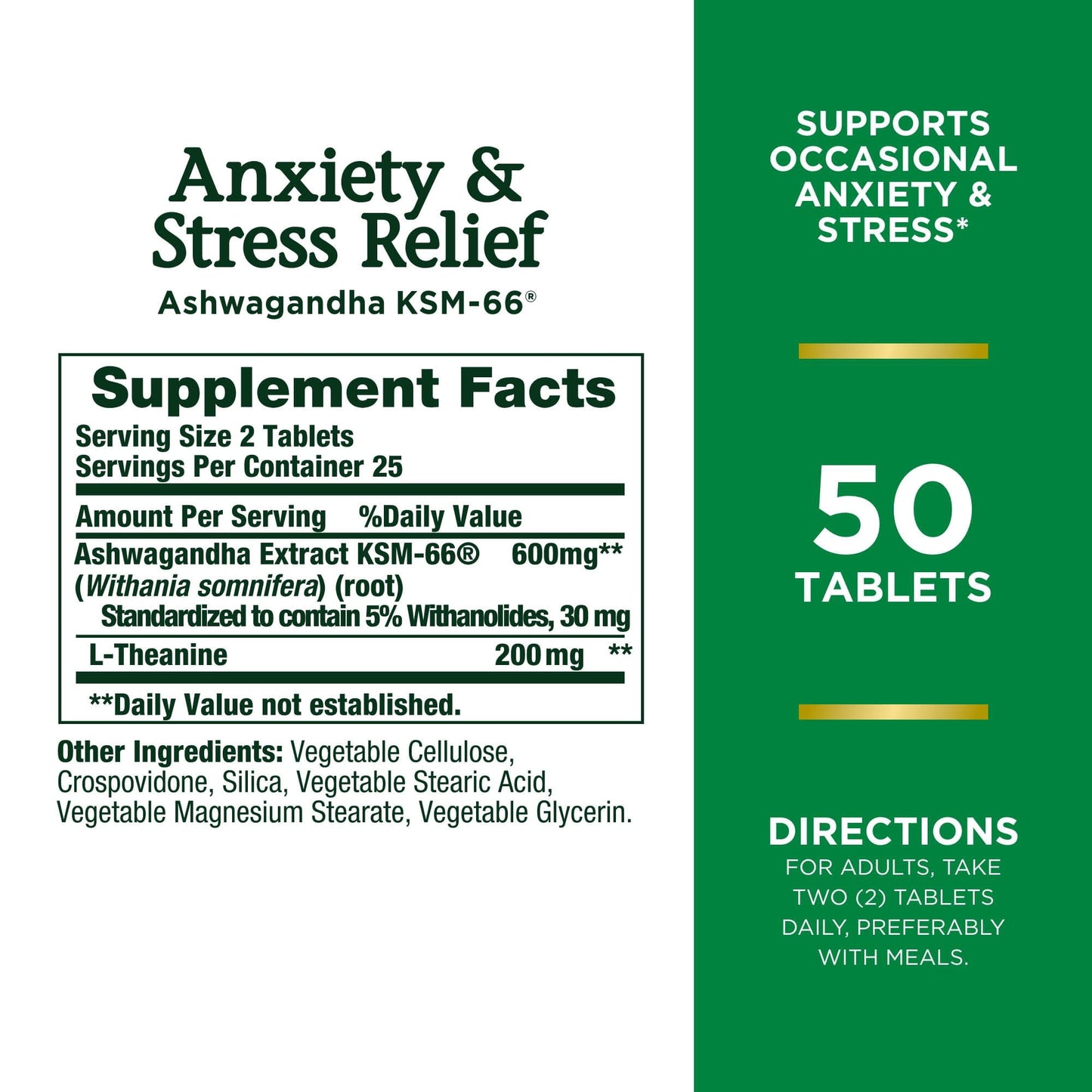 Nature’s Bounty Anxiety & Stress Relief  Supplement, Ashwagandha KSM 66 , 50 Ct