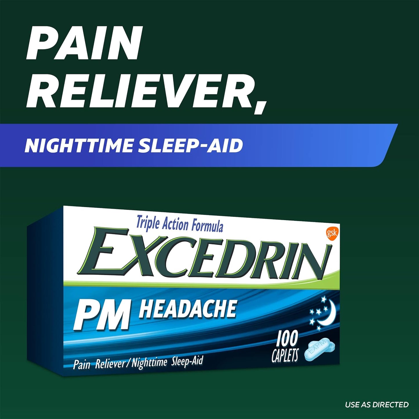 Excedrin PM Sleep Aid with Headache Relief Caplets  - 100 Count