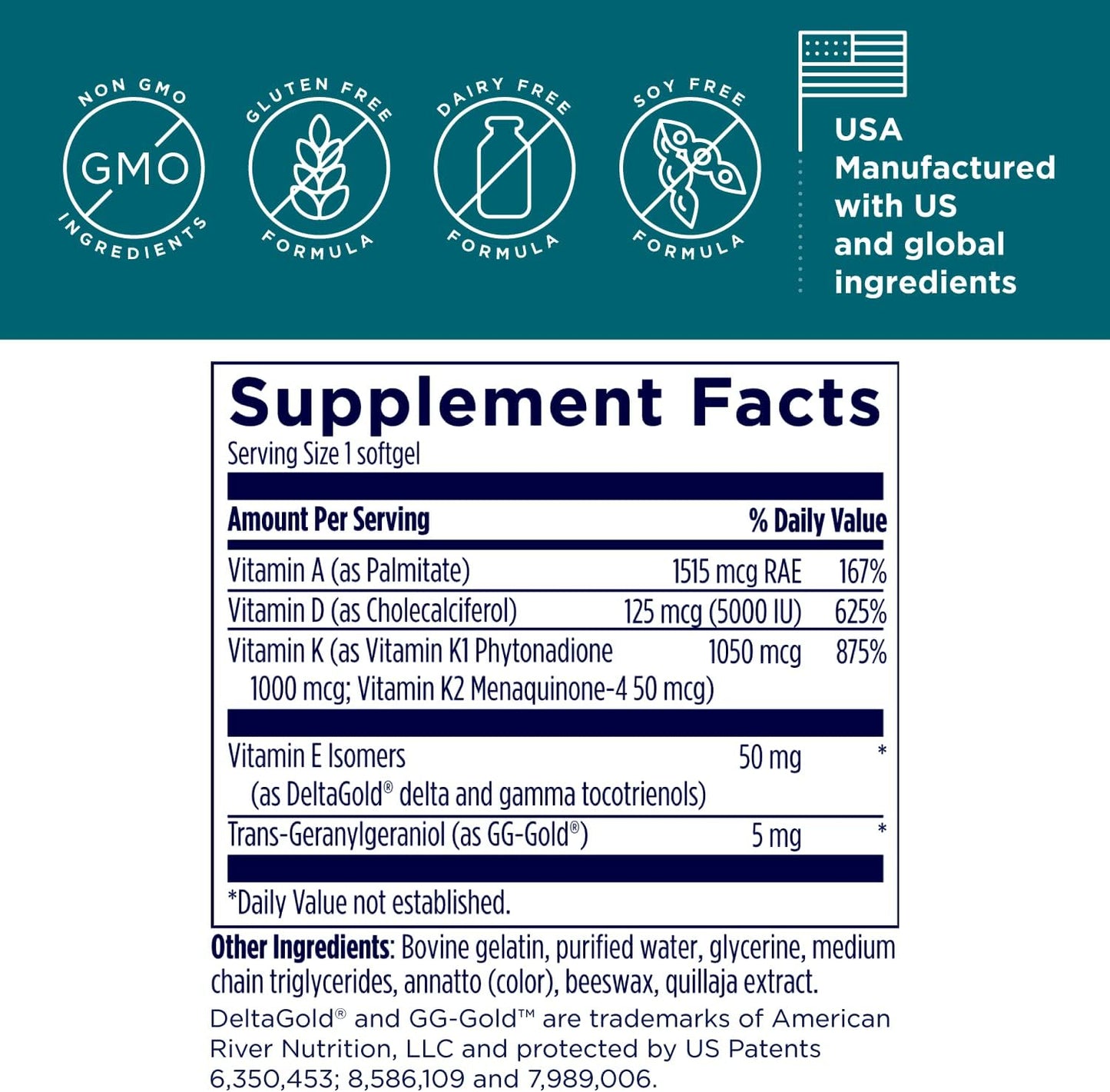 Designs for Health ADK Evail - 5000 IU Vit D3 60 Softgels