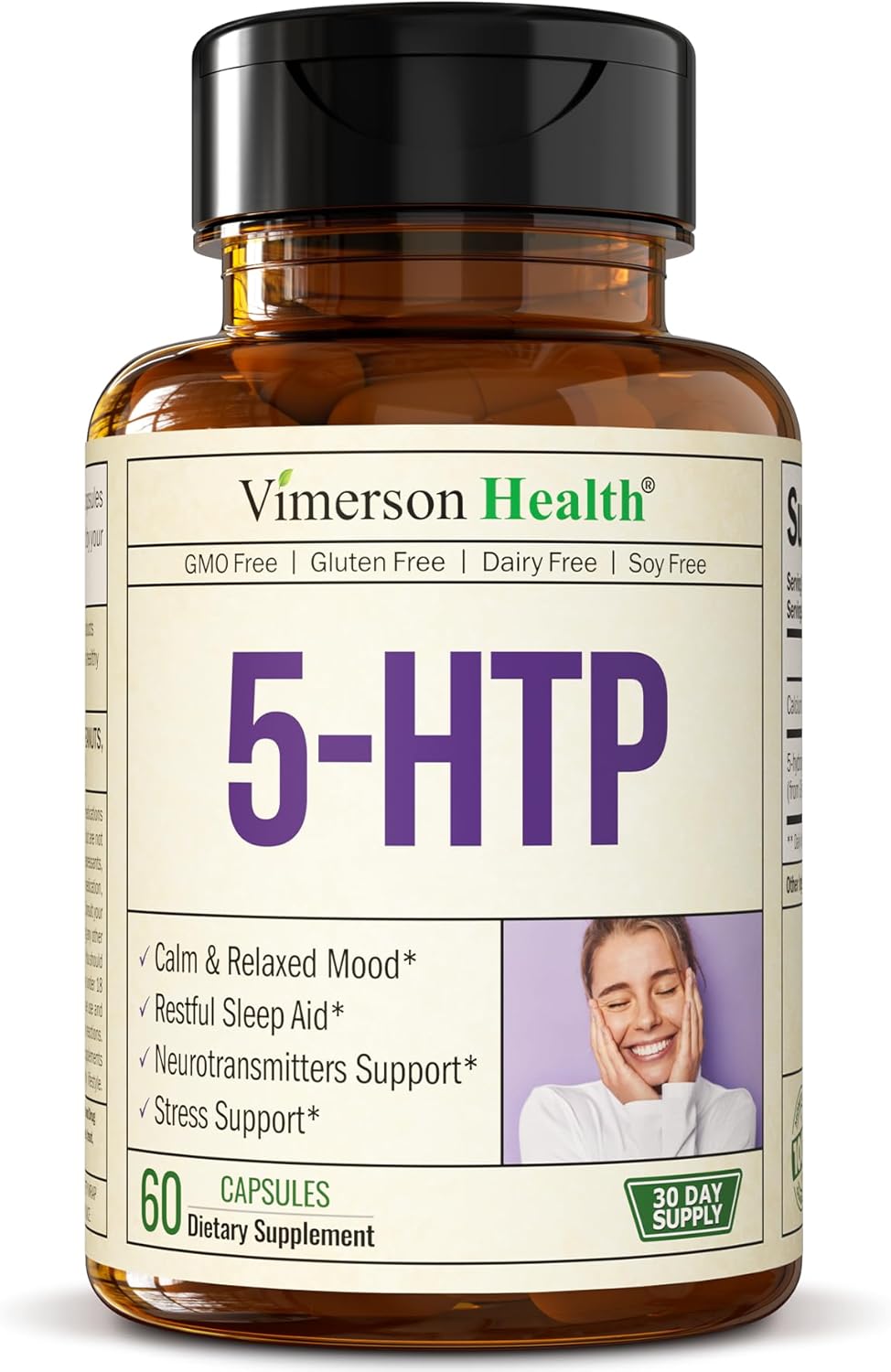 5HTP Serotonin Supplements for Women & Men 200 mg 60 capsules