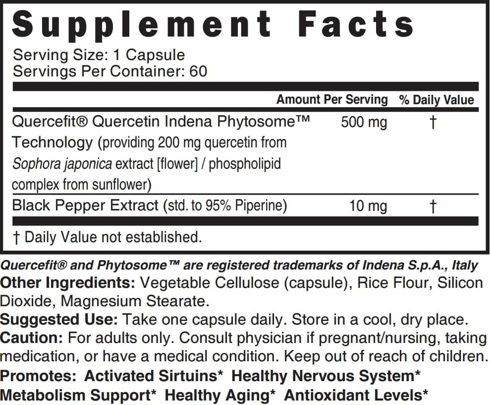 Nature's Fusions Nutri Liposomal Quercetin Phytosome with Piperine -60 capsules