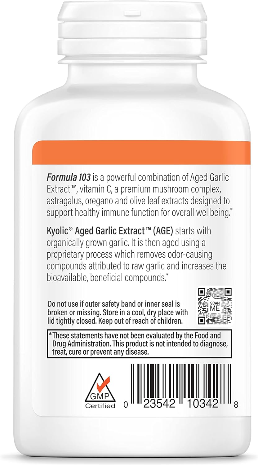 Kyolic Aged Garlic Extract Formula 103 Immune Support, 200 Capsules