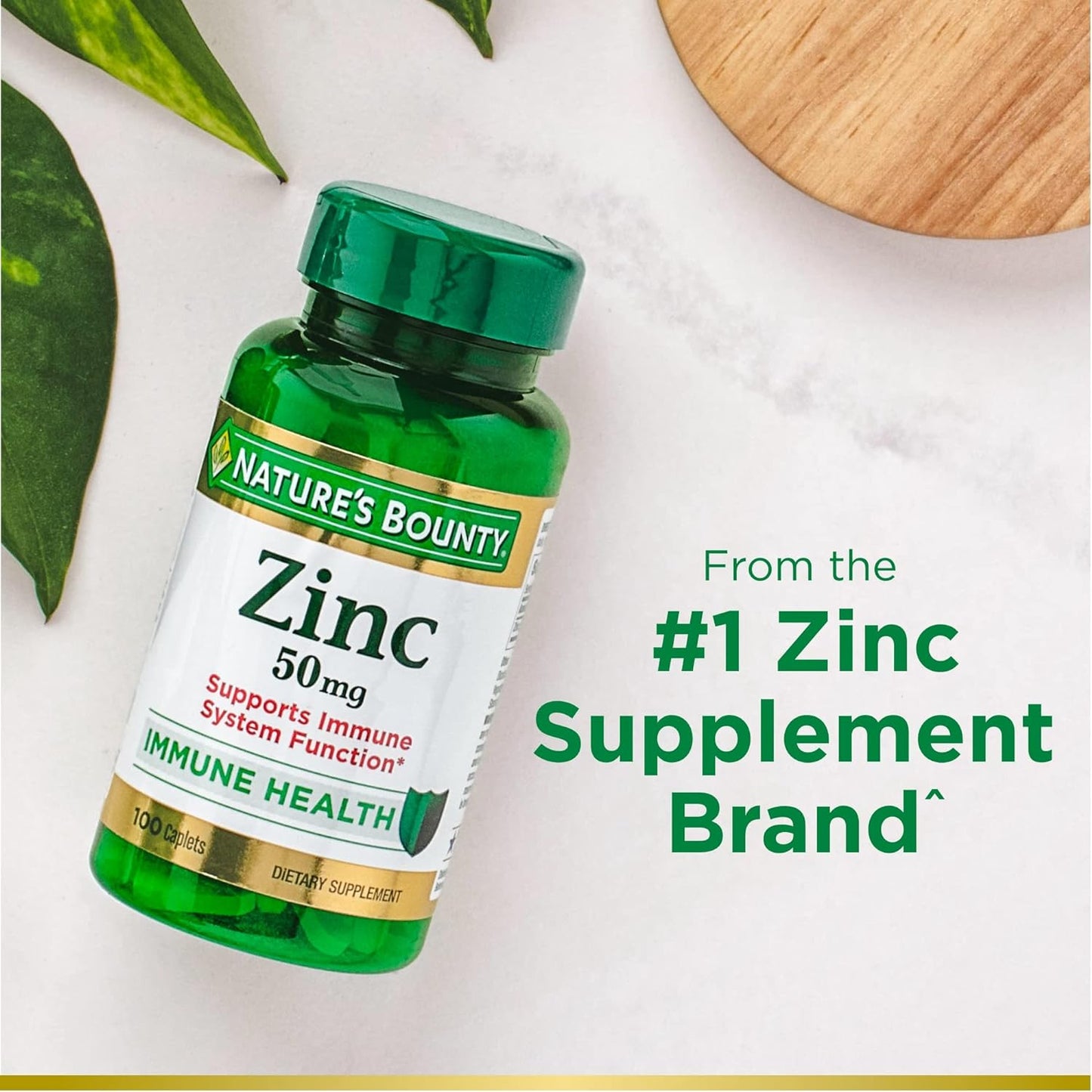 Nature's Bounty Zinc, Immune Support, 50 mg, Caplets, 100 Count