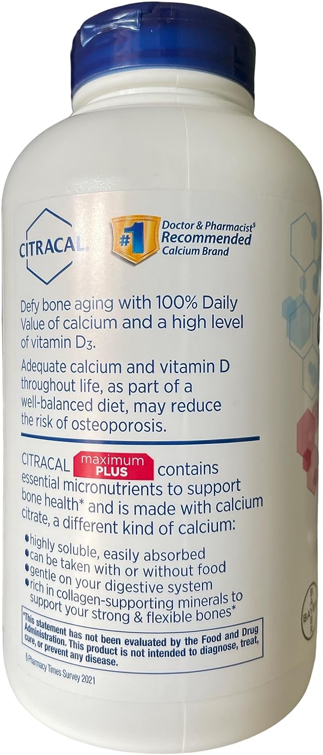 Citracal Calcium Citrate Caplets (Maximum Plus) + D3 1Pack (280 ct.)