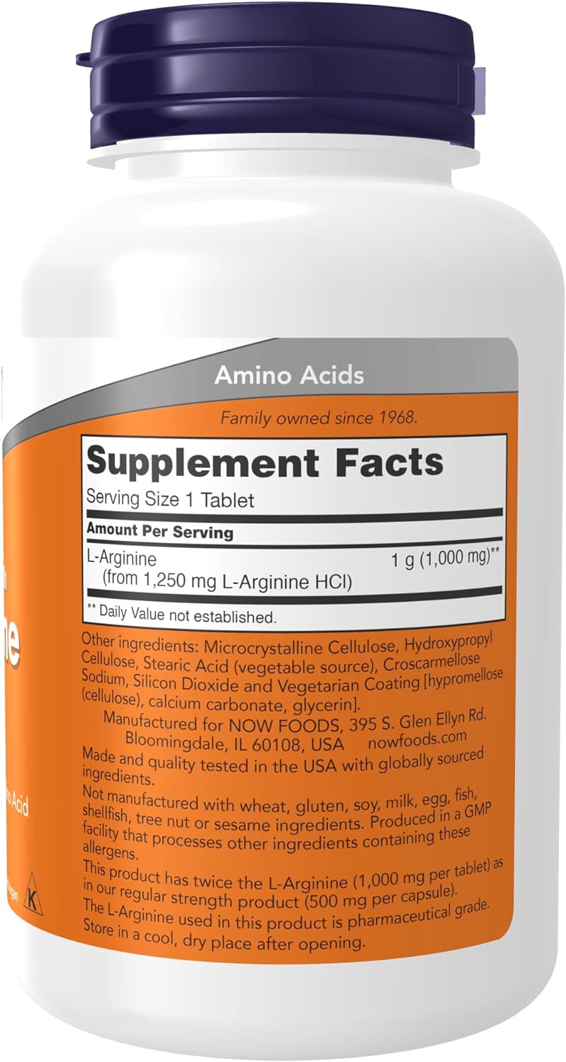 NOW Supplements, L-Arginine 1,000 mg, Nitric Oxide Precursor*, Amino Acid, 120 Tablets