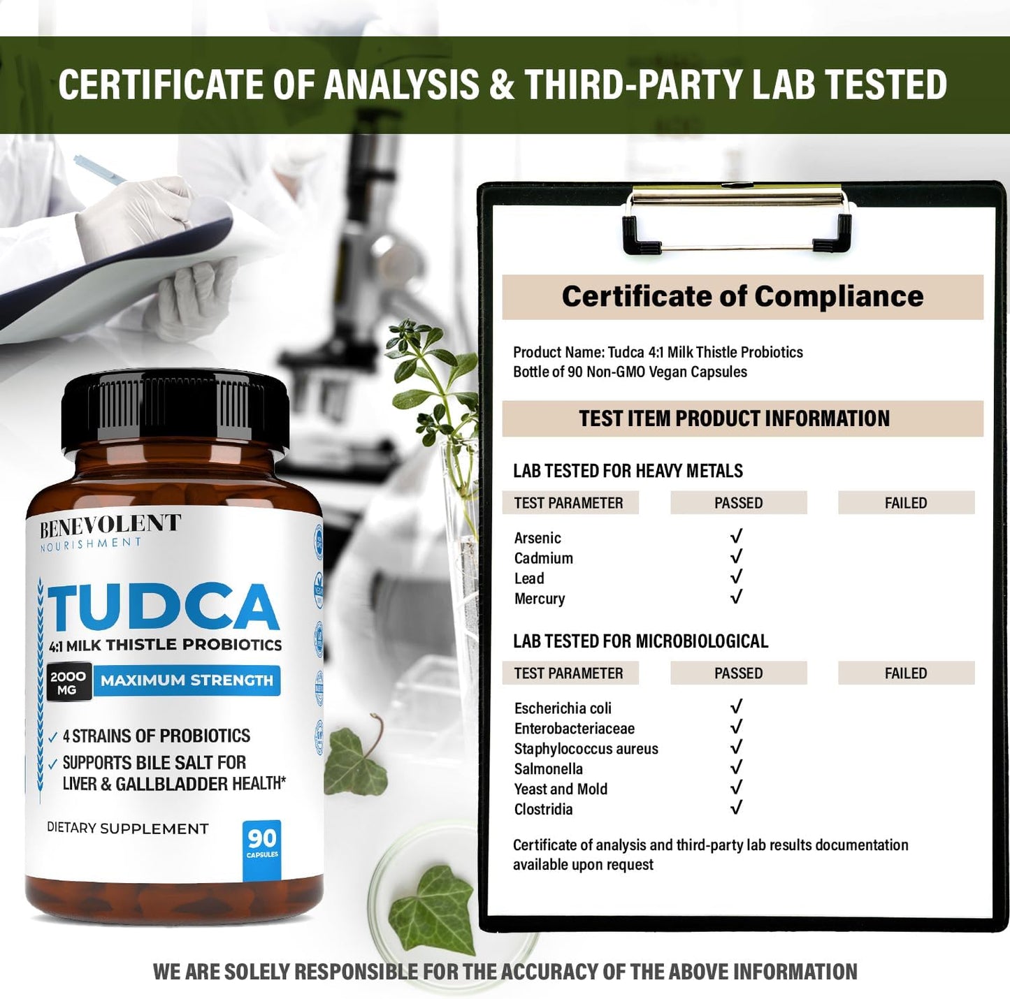 2000mg TUDCA Bile Salts Supplement Complex  - 90 capsules