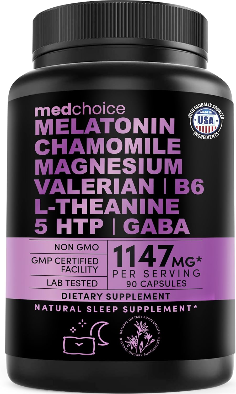 10-in-1 Melatonin Capsules - Melatonin 5mg Natural Sleep Aid 90 capsules