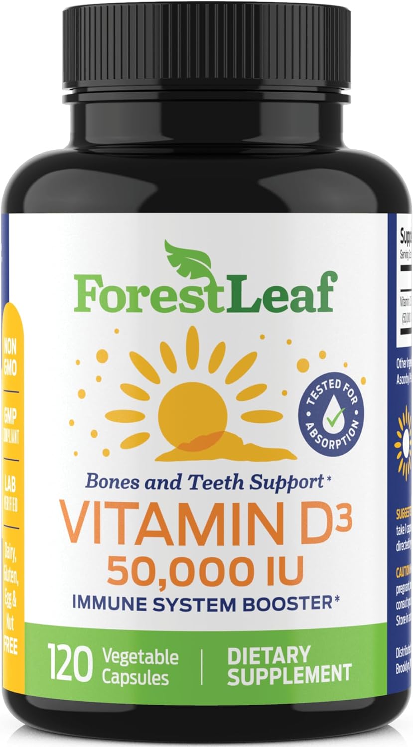 ForestLeaf Vitamin D3 50000 IU - Bone Health and Immune Support 120 Count