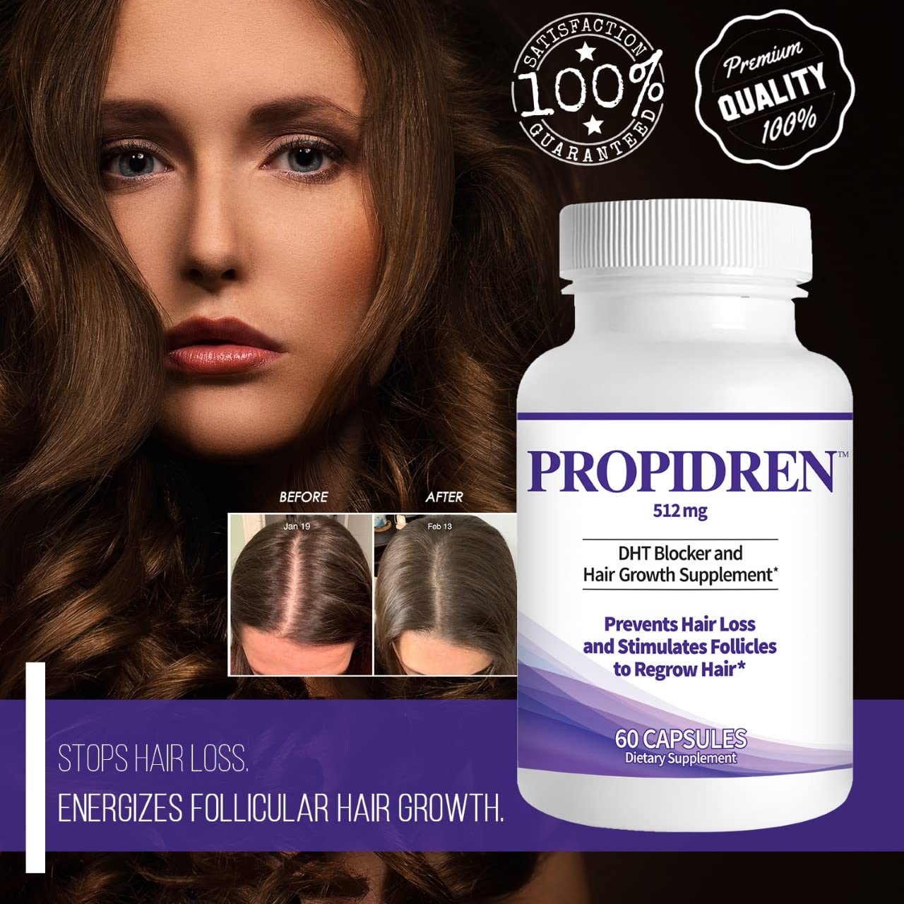 Propidren by HairGenics - DHT Blocker & Hair Growth 60 Capsules