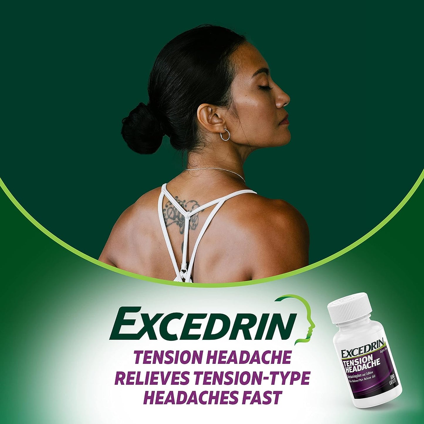 Excedrin Tension Headache Relief Caplets Without Aspirin for Head 100 Count