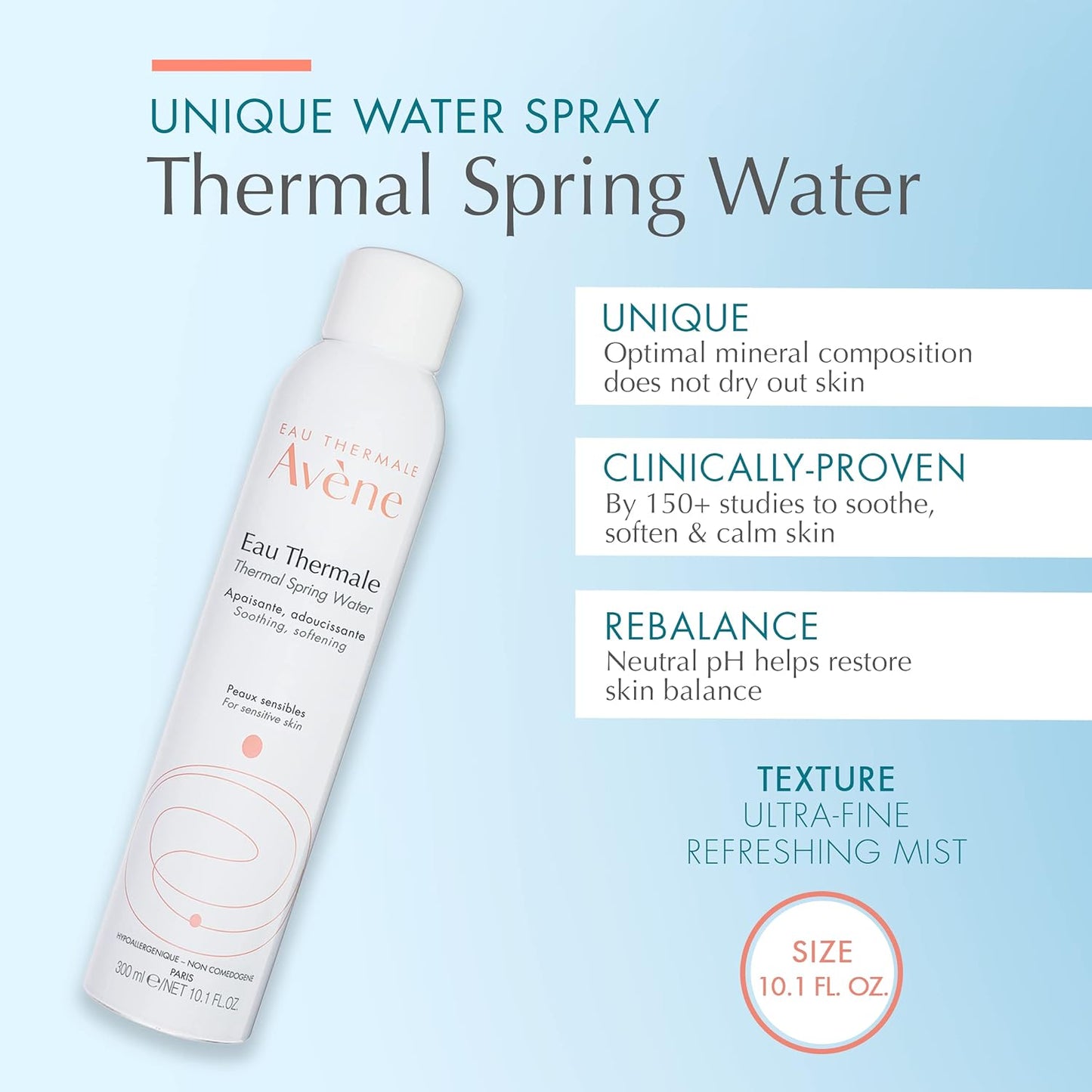 Eau Thermale Avene Thermal Spring Water, Soothing Calming Facial Mist Spray for Sensitive Skin 300 ml