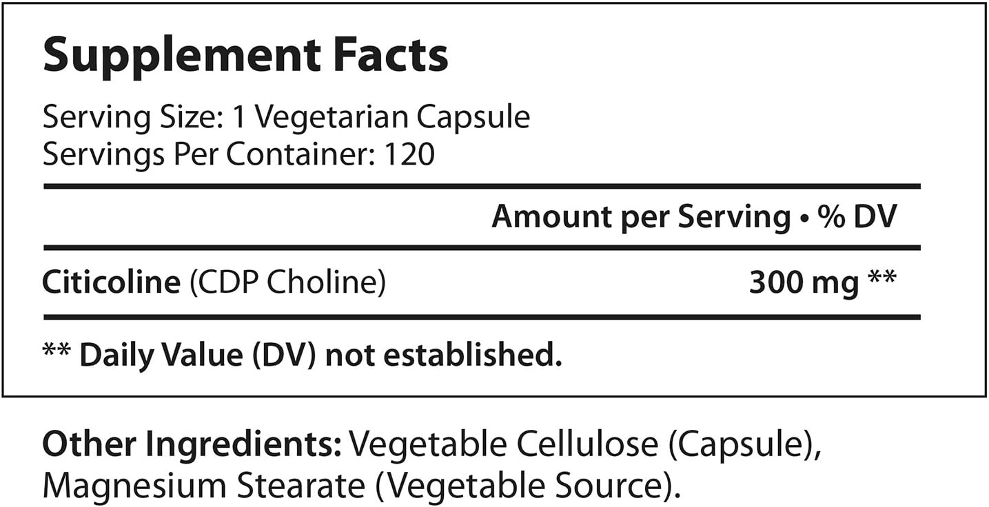 LongLifeNutri Citicoline CDP Choline  120 Veg Caps