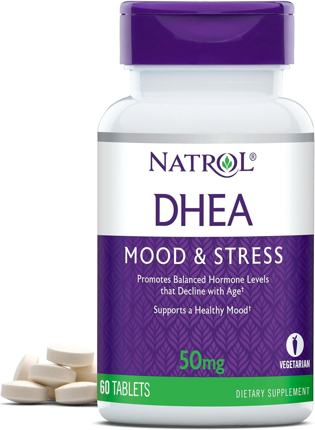 Natrol Mood & Stress DHEA 50mg with Calcium, Dietary Supplemen 60 count