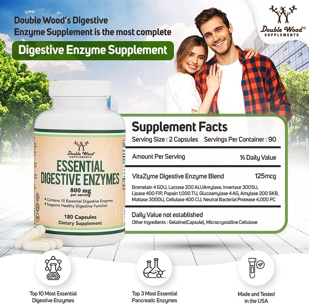 Digestive Enzymes - 800mg Blend of All 10 Most Essential Digestive and Pancreatic