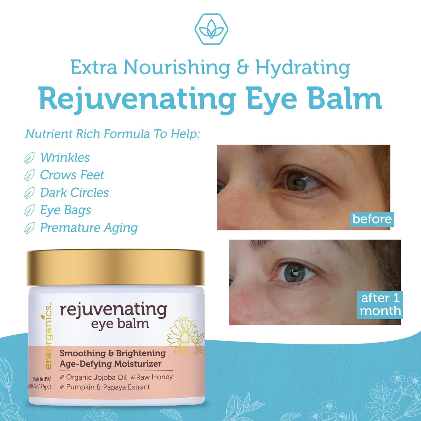 Organic Eye Moisturizer Cream - Rejuvenating and Nourishing