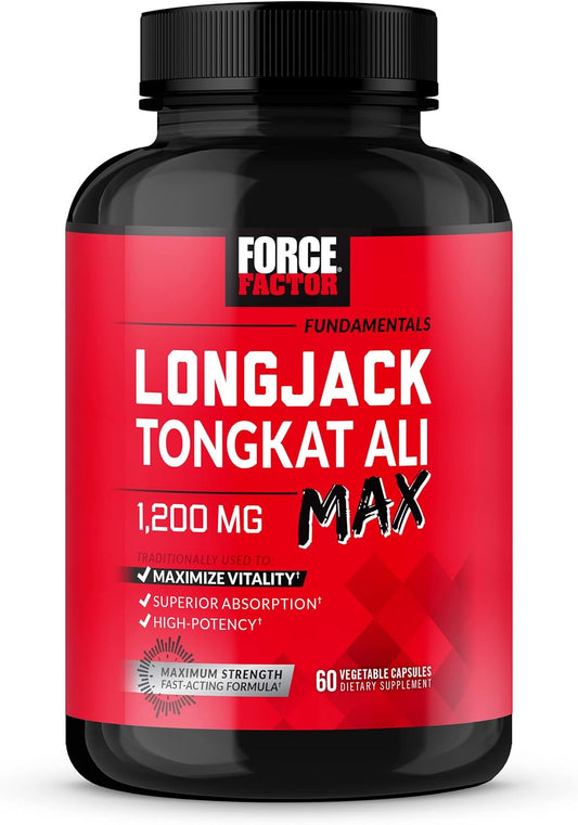 Force Factor Longjack Tongkat Ali Max for Men, Male Stamina  60 count