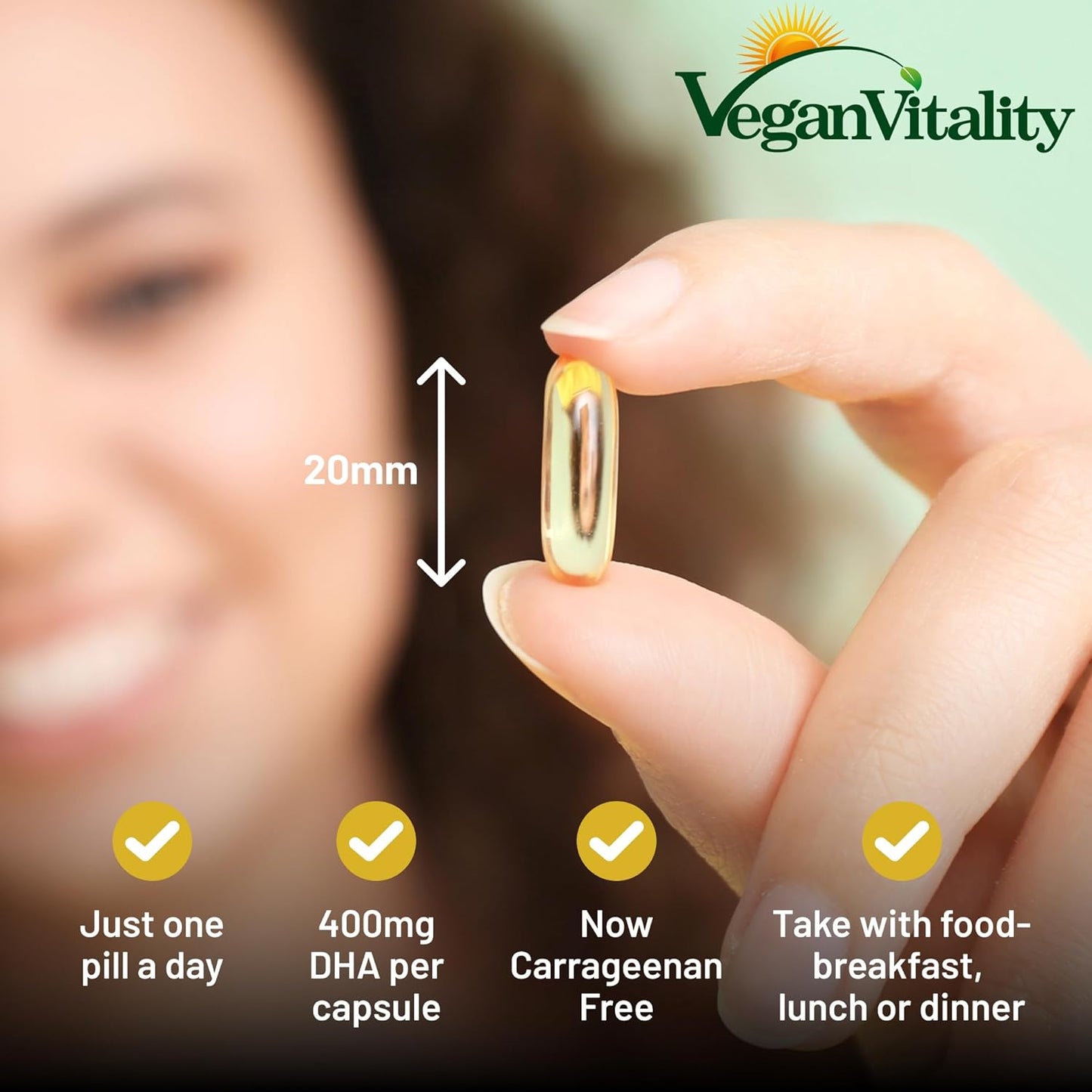 Vegan Vitality Vegan Omega 3  Alage oil 60 softgels count