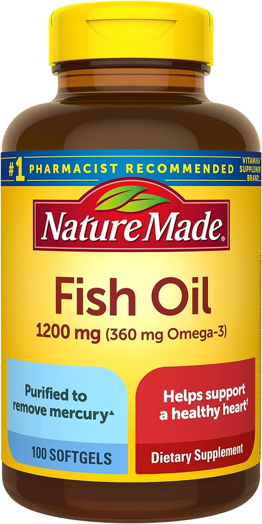 Nature Made Fish Oil 1200 mg Softgels, Omega 3 Supplements, 100 softgels